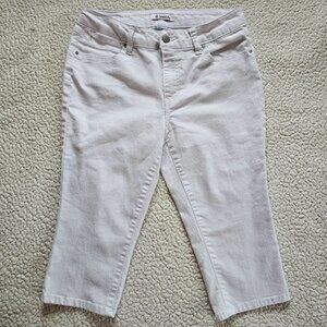 D. Jeans Womens White Capri Pants Size 8 Cotton Blend Stretch Slim Fit